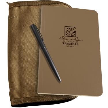 Imagem de Rite in the Rain Kit de campo tático à prova de intempéries: capa de tecido Tan CORDURA, caderno tático caramelo de 11,7 cm x 18,4 cm e caneta à prova de intempéries (nº 980T-KIT)