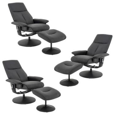 Imagem de Kit 3 Poltronas do Papai Reclinável Elétrica Com Apoio de Pés Giratóri