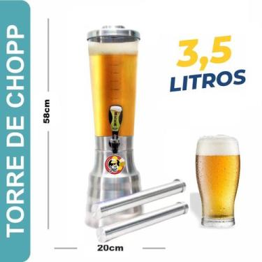 Imagem de Torre De Chopp 3,5L Beer Copo Removível Base De Alumínio Duff - BEER C