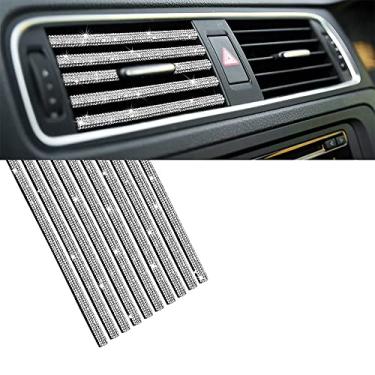 Imagem de MINGZAIQIPEI 10 peças de acabamento de saída de ventilação de carro brilhante, acabamento de moldagem interior de carro, tira de decoração de saída de ventilação de ar condicionado brilhante para