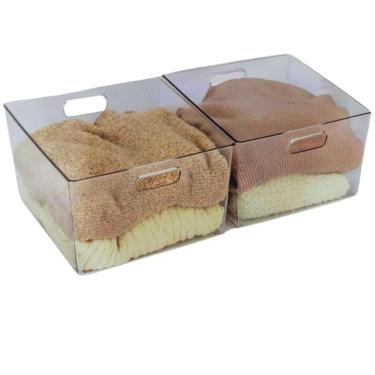 Imagem de Conjunto De 2 Caixas Organizadora Cesto Multiuso Kit Com 2