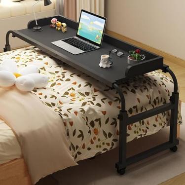 Imagem de Mesa de cama ajustável para cama com rodas e mesa inclinável – Mesa médica com rodinhas para casa e hospital, mesa de computador, mesa de trabalho, bandeja de alimentos