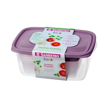 Imagem de Sanremo - Conjunto de 10 Potes Plásticos (2x 250ml, 5x 360ml e 1x 3200ml), Cor Sortida, Linha Fácil