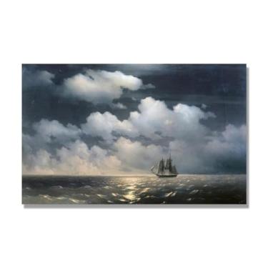 Imagem de Impressões em tela famosas. "Shipwreck 12.7 cm de Ivan Aivazovsky, reproduções de arte clássicas, arte em tela de paisagem para decorações de escritório doméstico de quarto. 40 x 65 cm - 15,7 x 25,6