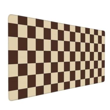 Imagem de DJYQBFA Tapete de mouse xadrez marrom grande para teclado e mouse antiderrapante para jogos, acessórios de mesa de escritório para computador 90 x 40 cm