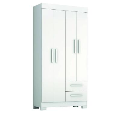 Imagem de Guarda Roupas Solteiro 4 Portas 2 Gavetas Malta Branco Flex Notável