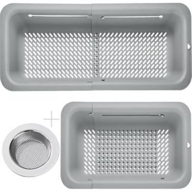 Imagem de LASSHSWA Escorredor e coador dobráveis para cozinha, escorredor sobre a pia cesto de filtro para alimentos de cozinha, macarrão, espaguete, baga, frutas, coador de vegetais com um coador de pia de