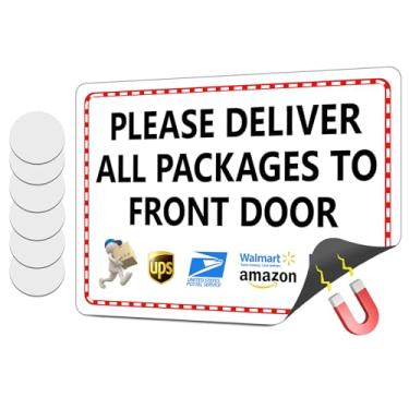 Imagem de Placas de entrega adesivas magnéticas macias para pacotes, placa de entrega de pacote de 25 x 17 cm, placa de embalagem, entregue todos os pacotes na porta dos fundos Obrigado por entregadores
