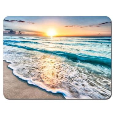 Imagem de Mouse pad para jogos - Base de borracha antiderrapante, superfície lisa para controle preciso do mouse, ideal para laptop, uso no escritório - 24 x 19 cm - pôr do sol na praia
