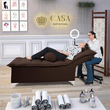 Imagem de Maca de Estética Liz Designer Atendimento Cílios Sobrancelhas Salão Spa Corano Luxo Casa Imperial (MARROM310)