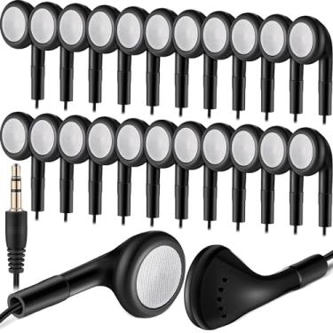 Imagem de Kanayu Pacote com 100 fones de ouvido a granel para crianças, estudantes, sala de aula, conjunto de fones de ouvido multipack, fones de ouvido escolares embalados individualmente, itens de operação de