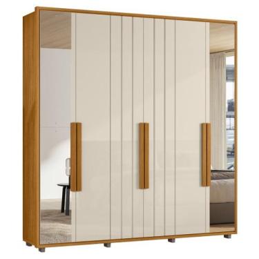 Imagem de Guarda Roupa Casal 230cm Com Espelho Barok Off/Cinamomo Z10 - Mpozenat