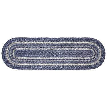 Imagem de VHC Brands Tapete Great Falls Blue Hall Runner com almofada de PVC, mistura de juta, oval, azul branco, 55,88 x 182,88 cm