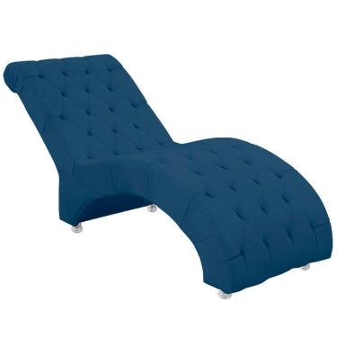 Imagem de Espreguiçadeira Recamier Divã Para Sala E Clínica Veludo Cor Azul Marinho