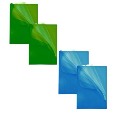 Imagem de Kit Pasta L A4 Cores a escolher - ACP, 2 AZUL + 2 VERDE