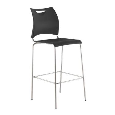 Imagem de Banqueta One Alta Cromada Assento E Encosto Preto Roal