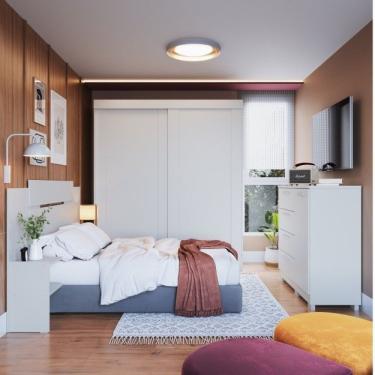 Imagem de Quarto De Casal 3 Peças 1 Guarda Roupa 1 Cômoda 1 Cabeceira Renata Espresso Móveis Branco