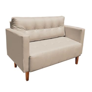 Imagem de Sofá Namoradeira Livia Corino Pés Chanfrado Castanho D'rossi Bege