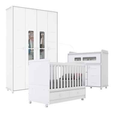 Imagem de Quarto De Bebê Pula-pula Com Berço Americano Aquarela Branco - Henn