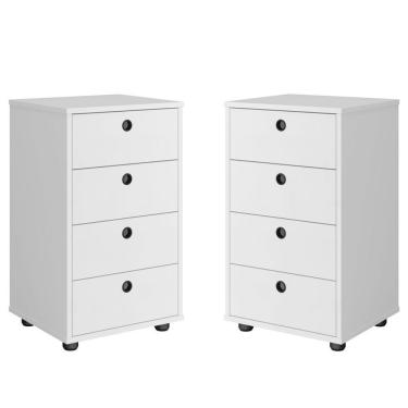 Imagem de Kit 2 Mesas De Cabeceira Classic 4 Gavetas Branco