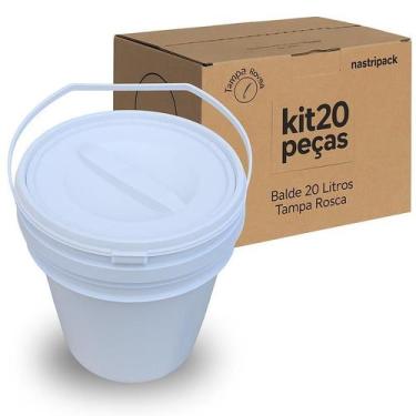 Imagem de Balde Plástico 20L Tampa Rosqueavel Para Gato - Kit 20 Pçs - Nastripac