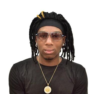 Imagem de Generic Faixa De Cabeça Preta + Peruca Trançada 3 Anéis Cabelo Prata Hip-Hop Esportivo Para Fantasia Boné Dreadlock Unissex