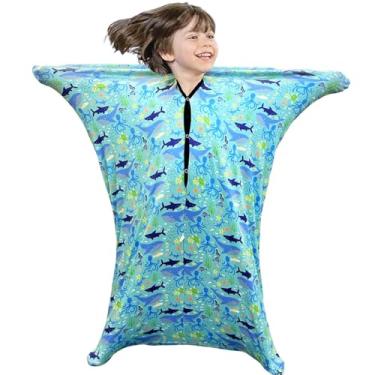 Imagem de Meias sensoriais elásticas, meias elásticas de corpo inteiro, meias de compressão elásticas para autismo, terapia calmante para crianças/adultos(Ocean Light Blue,M/Medium)