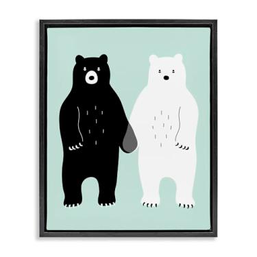 Imagem de Stupell Industries Design de arte de parede em tela flutuante preto e branco com ursos de mãos dadas por Andy Westface, 25 x 31