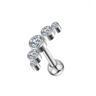 Imagem de FLORA PIERCING MINIBARBELL PRATA 925 CLUSTER 5 PEDRAS ZIRCÔNIA 1.2X8