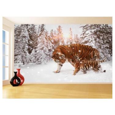 Imagem de Papel De Parede 3D Animais Tigre Filhote Neve 3,5M Anm572 - Você Decor