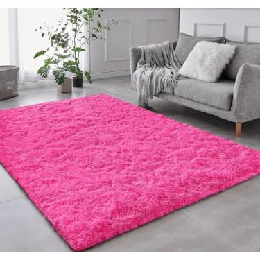 Imagem de Tapete Sala Felpudo Peludo Rosa 100 X 120 Cm