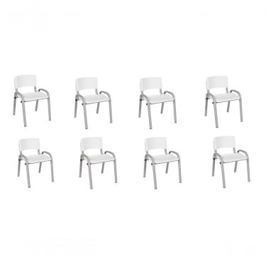 Imagem de Kit 8 Cadeira Iso Infantil Creche, Escola Base Cinza Branco