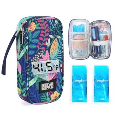 Imagem de YOUSHARES Estojo de viagem para refrigerador de insulina - Bolsa de resfriamento de caneta de medicamentos para diabéticos aprovada pela TSA com visor de temperatura, organizador de suprimentos para