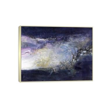 Imagem de MUHJDYC Zao Wou-ki Pintura famosa abstrata - imagem de arte em tela - arte de parede para sala de estar - reprodução de impressões (24.04.98) 20x25cm-8x10in moldura prata