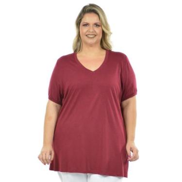 Imagem de Blusa plus size malha fria z - Fenomenal, Bordô, 50