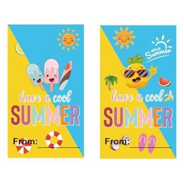 Imagem de Etiquetas de nome divertidas I Hope You Have A Cool Summer 5 x 3,5 polegadas - Hope Your Summer is Bubbling with Fun Hello Summer Tags Cads de fim de ano escolar para lembrancinhas de festa envelope