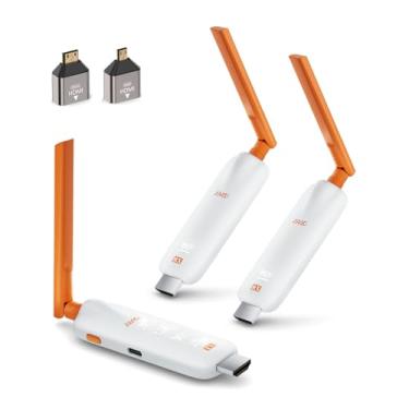 Imagem de TIMBOOTECH Receptores e transmissor HDMI 2 sem fio com telas de LED, até 6 RXs, saída HD 4K/1080P, 5,8 GHz, divisor HDMI sem fio para laptop/câmera/caixa de cabos para várias telas 165FT/50M