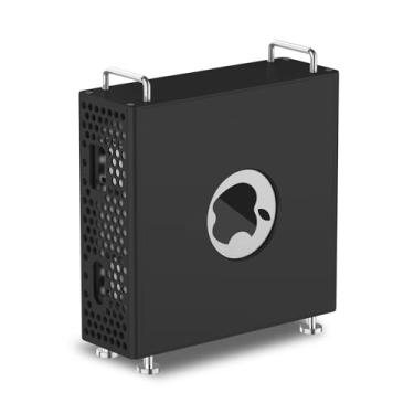 Imagem de Capa de alumínio para Mac mini M4 e M4 Pro – suporte de gabinete de chassi, resfriamento de ventilação lateral, acolchoamento protetor – design premium elegante, perfeito para decoração e configuração