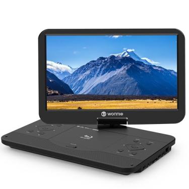 Imagem de WONNIE Leitor de DVD portátil Bluray com tela giratória grande de 1080p Full HD de 39.6 cm, som surround, suporta última memória, saída HDMI, entrada AV, cartão USB/SD, sincronização de TV