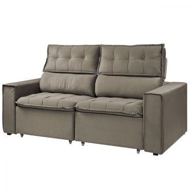 Imagem de Sofá Retratil Reclinavel Estofado Cancún 200cm Veludo Castor Castor