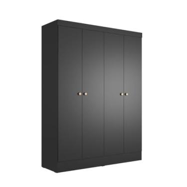 Imagem de Guarda-Roupa 4 Portas Renzo Casal 5 Nichos Quarto (Preto Fosco)