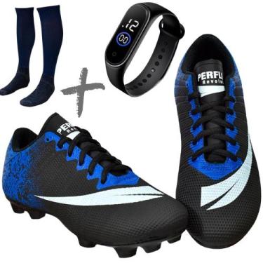 Imagem de Chuteira Campo Adulto Infantil Meião + Relógio - PERFLEX Revolution, P