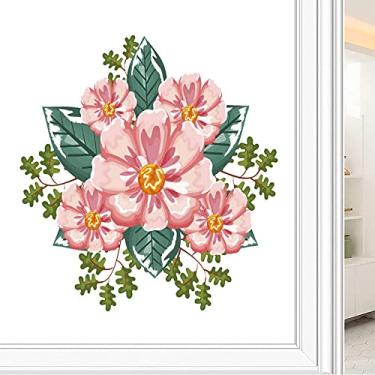 Imagem de Película de janela de privacidade de flores, textura de estilo floral, filme de vidro para sala de estar e escritório em casa, L90 x C 190 cm