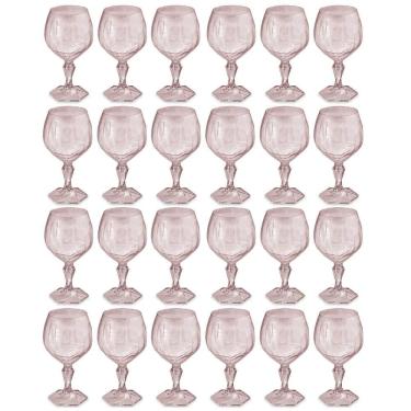 Imagem de Conjunto 24 Taças Plásticas Rosa 350ml Mesa Posta Eventos Água Drinks Suco Uz