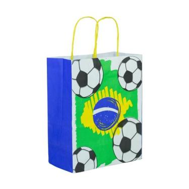 Imagem de Kit com 70 Sacolas Copa do Mundo 17,5x8,5x21,5cm Ideal para Lembrancin