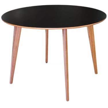 Imagem de Mesa Redonda de Jantar 80cm em Madeira - Estilo Moderno (Preto)