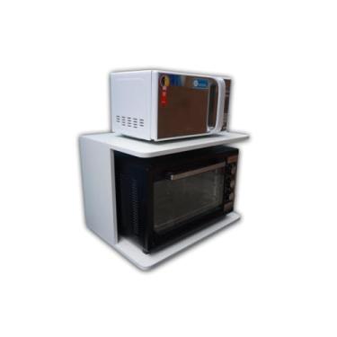 Imagem de Suporte Para Forninho E Microondas Parede Madeira Suspenso(Branco)