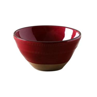 Imagem de Japonês doméstico retrô sob o vidrado cor simples e requintada tigela de arroz de grande capacidade - vermelho brilhante