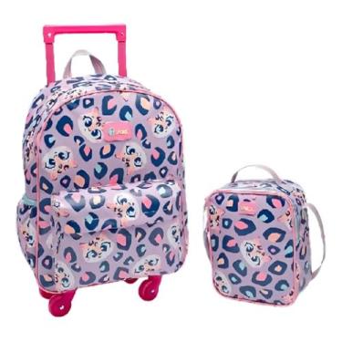 Imagem de PUKET - Mochila Escolar Puket Com Rodinha E Lancheira Onça Lilás