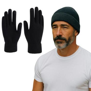 Imagem de Kit touca térmica forrada com luva quentinha sku:kf10 - R.S MODAS, Pre